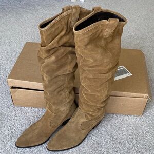 Anthropologie Tan Tall Scrunch Boot Size 10 US (40 EU)